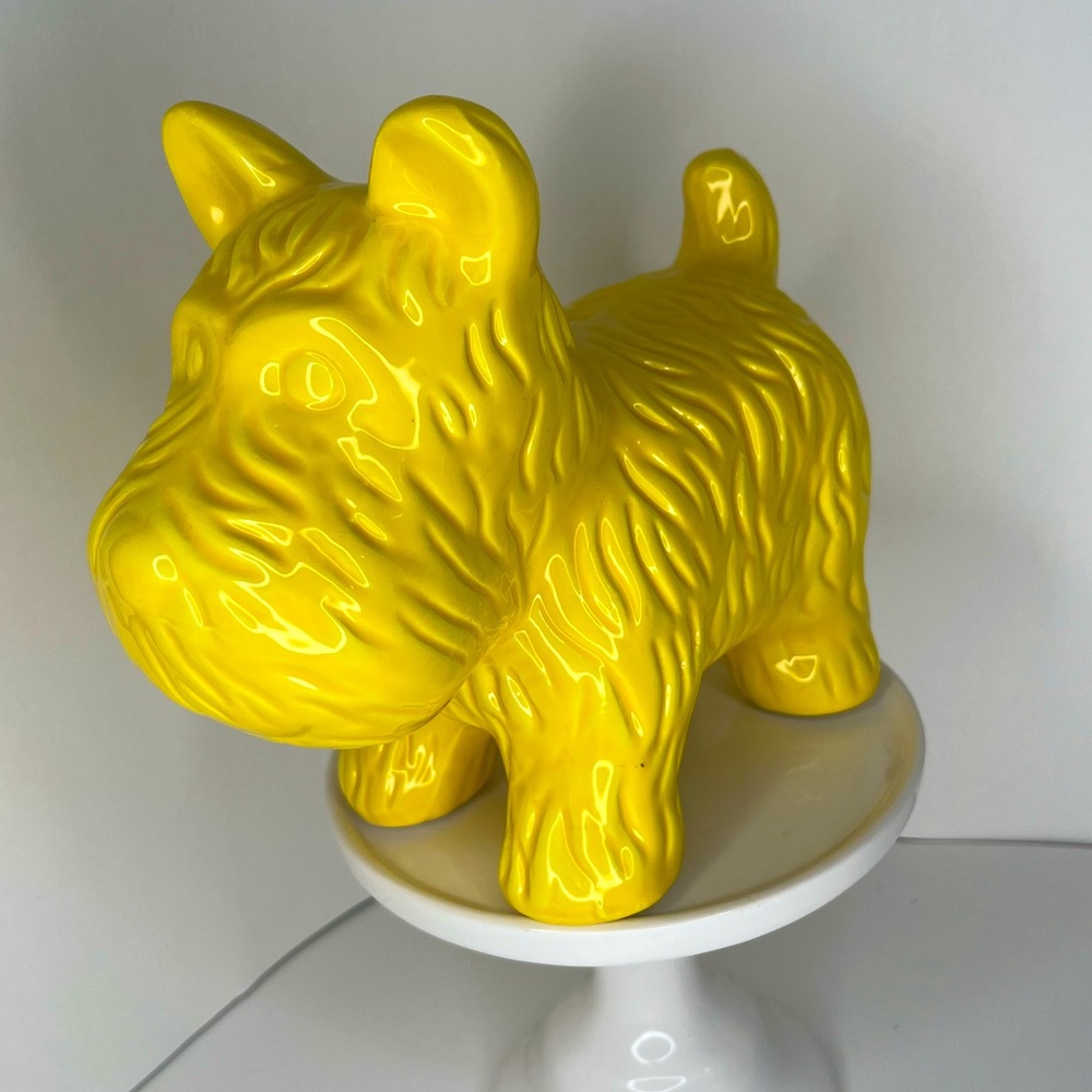 Ceramic Bright Yellow Terrier Dog Statue Home Decor